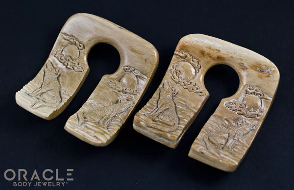 9/16" (14mm) Fossilized Mammoth Ivory Wolf Naga Shapes - Image 3