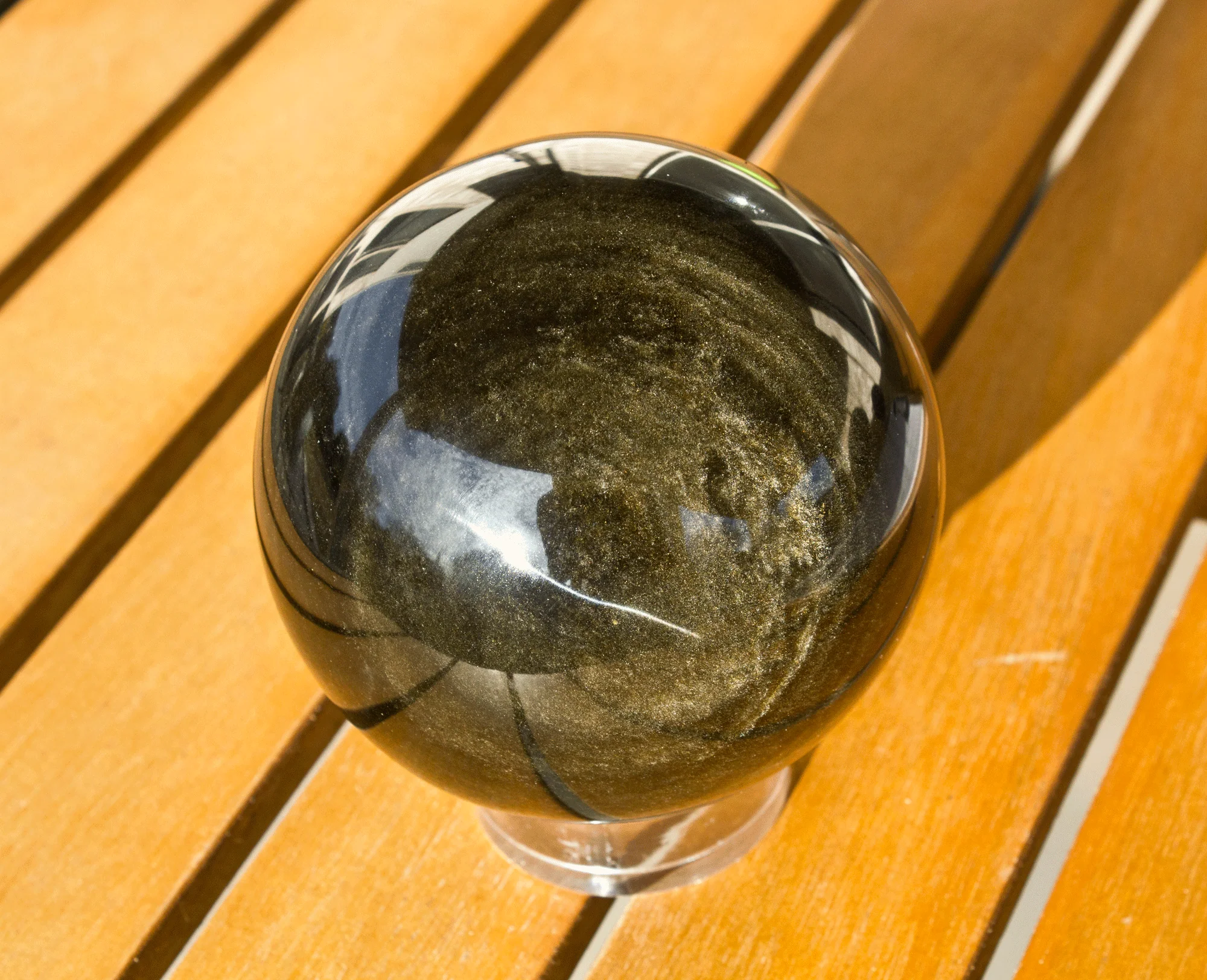 Gold Obsidian Sphere 85mm - Image 2