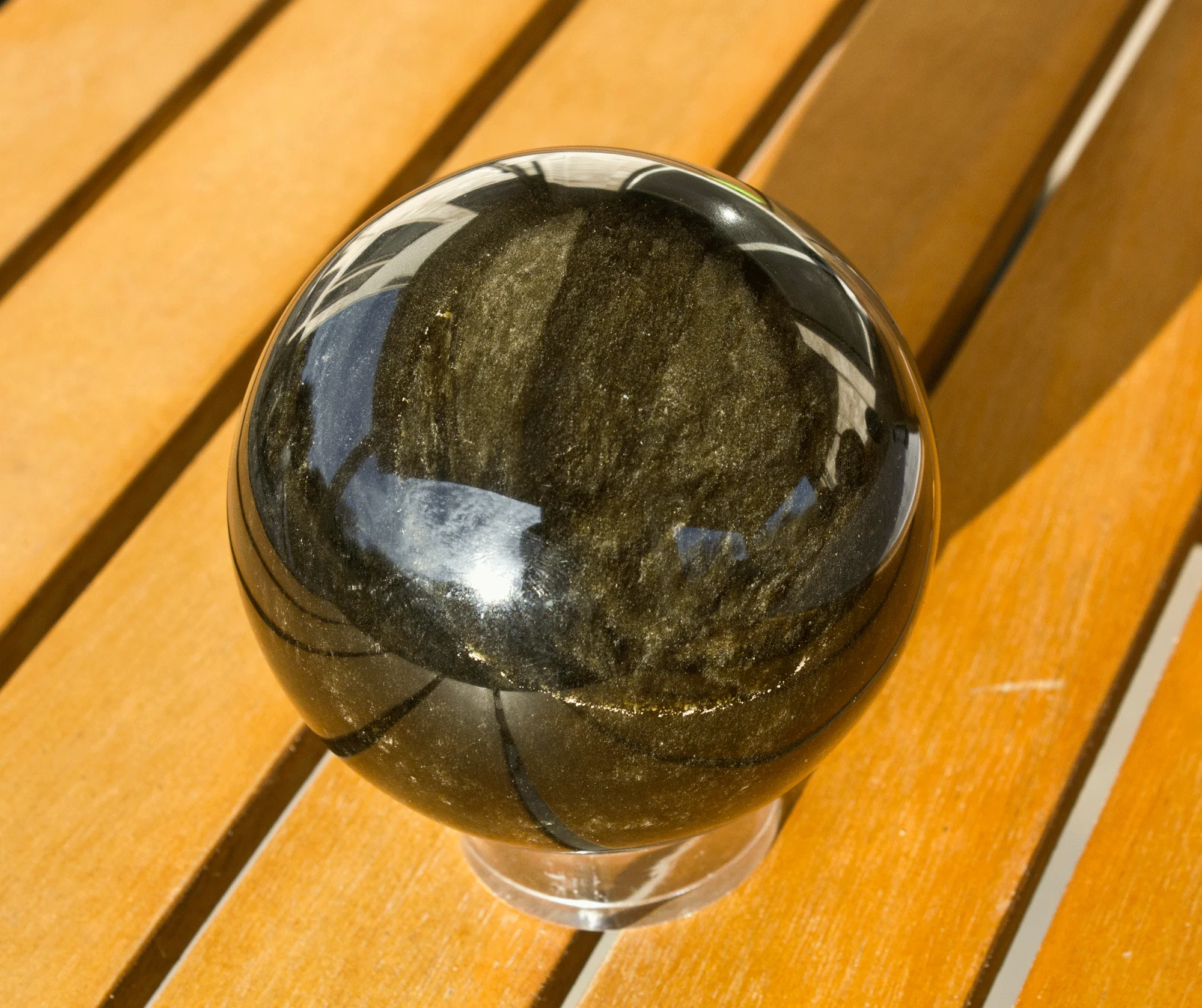 Gold Obsidian Sphere 85mm - Image 3