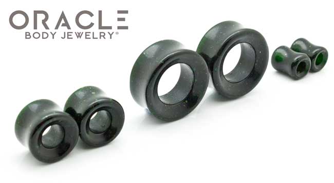 Green Goldstone Eyelets / Tunnels - Image 2