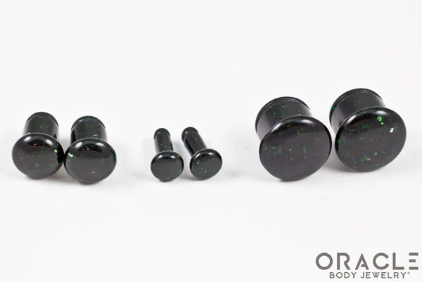 Green Goldstone Single Flare Plugs - Image 2
