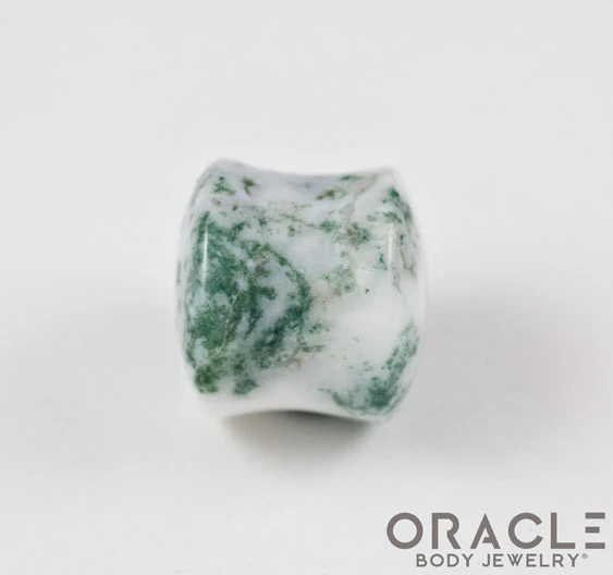 Green Tree Agate Double Flare Plugs - Image 3
