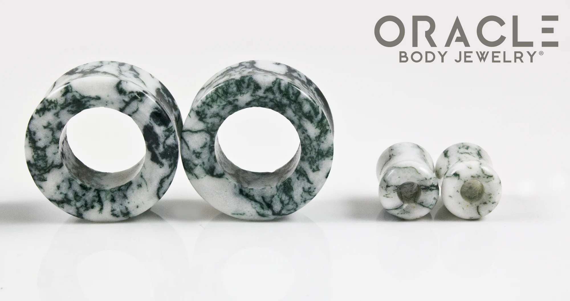 Green Tree Agate Eyelets / Tunnels - Image 3