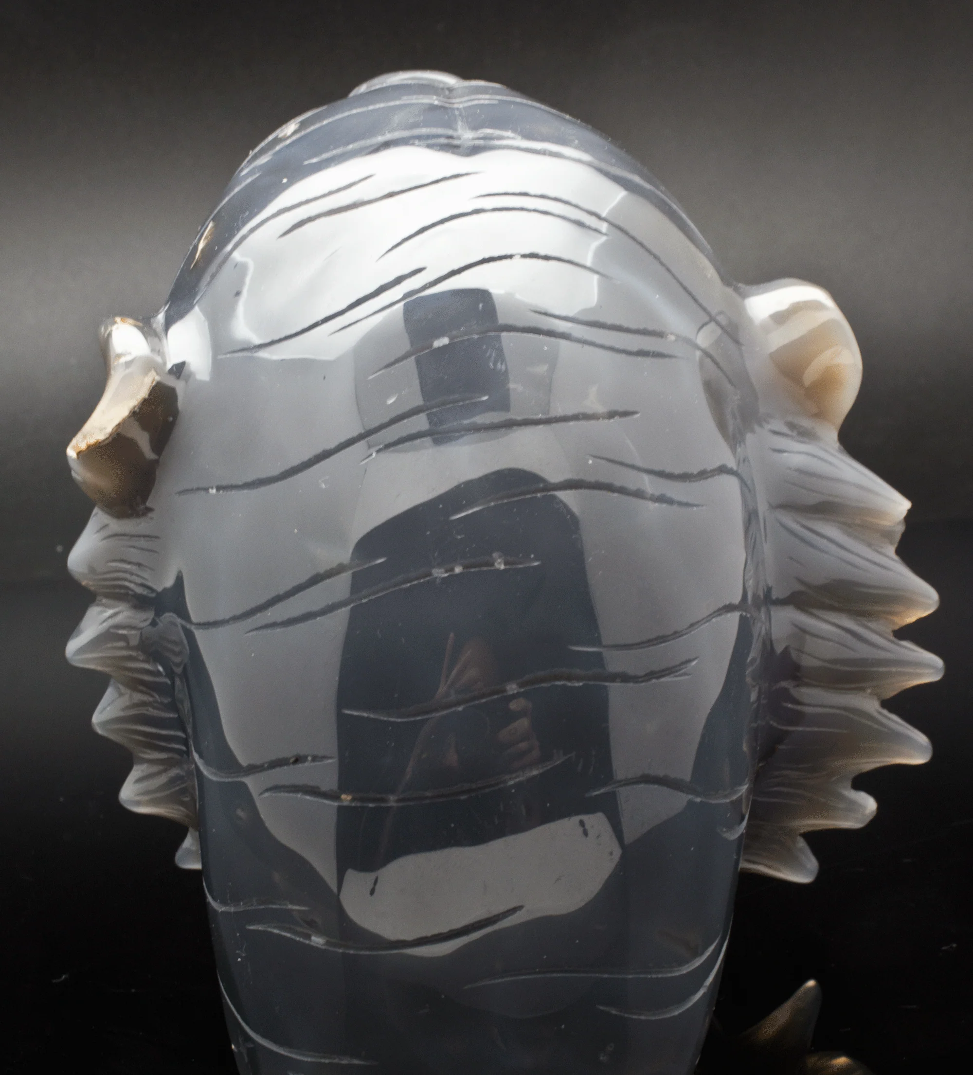 Grey Druzy Agate Carved Tiger - Image 2