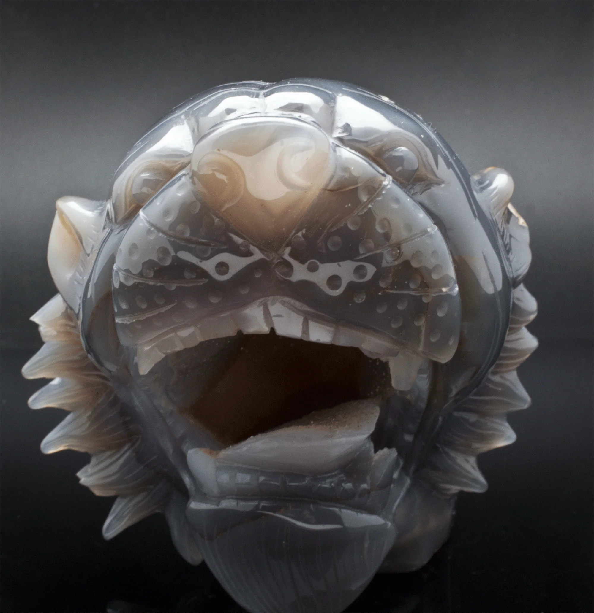 Grey Druzy Agate Carved Tiger - Image 5