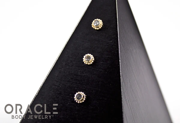 14k Grey Sapphire Threadless Gold End - Image 2