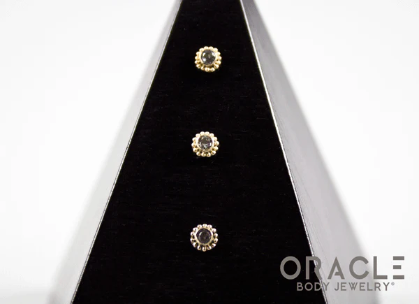 14k Grey Sapphire Threadless Gold End - Image 4