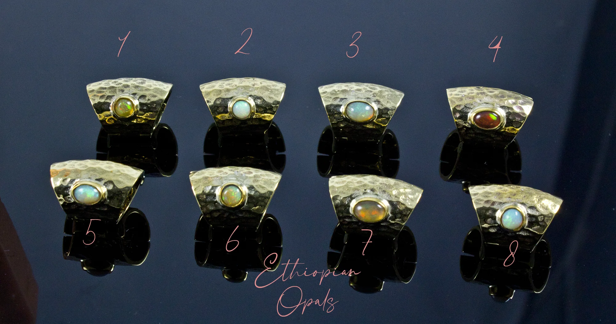 Hammered Brass Lobe Clickers with Opals - Image 2