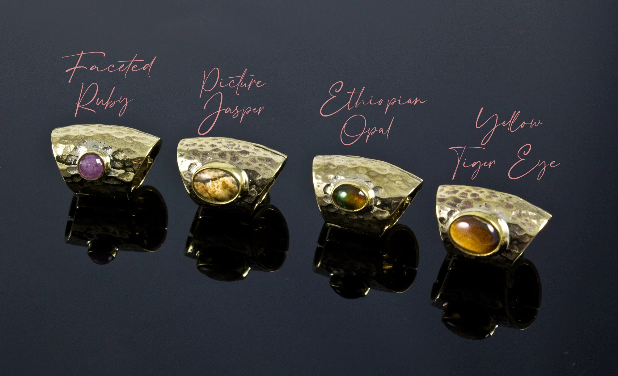 Hammered Brass Lobe Clickers with Stones - Image 2