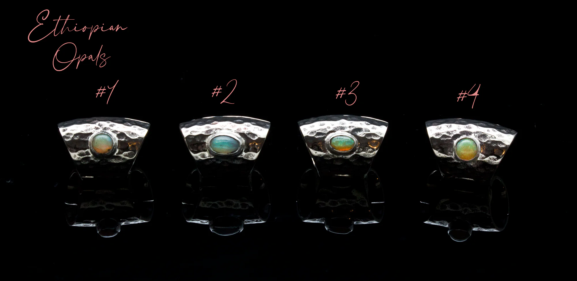 Hammered White Brass Lobe Clickers with Opals - Image 2