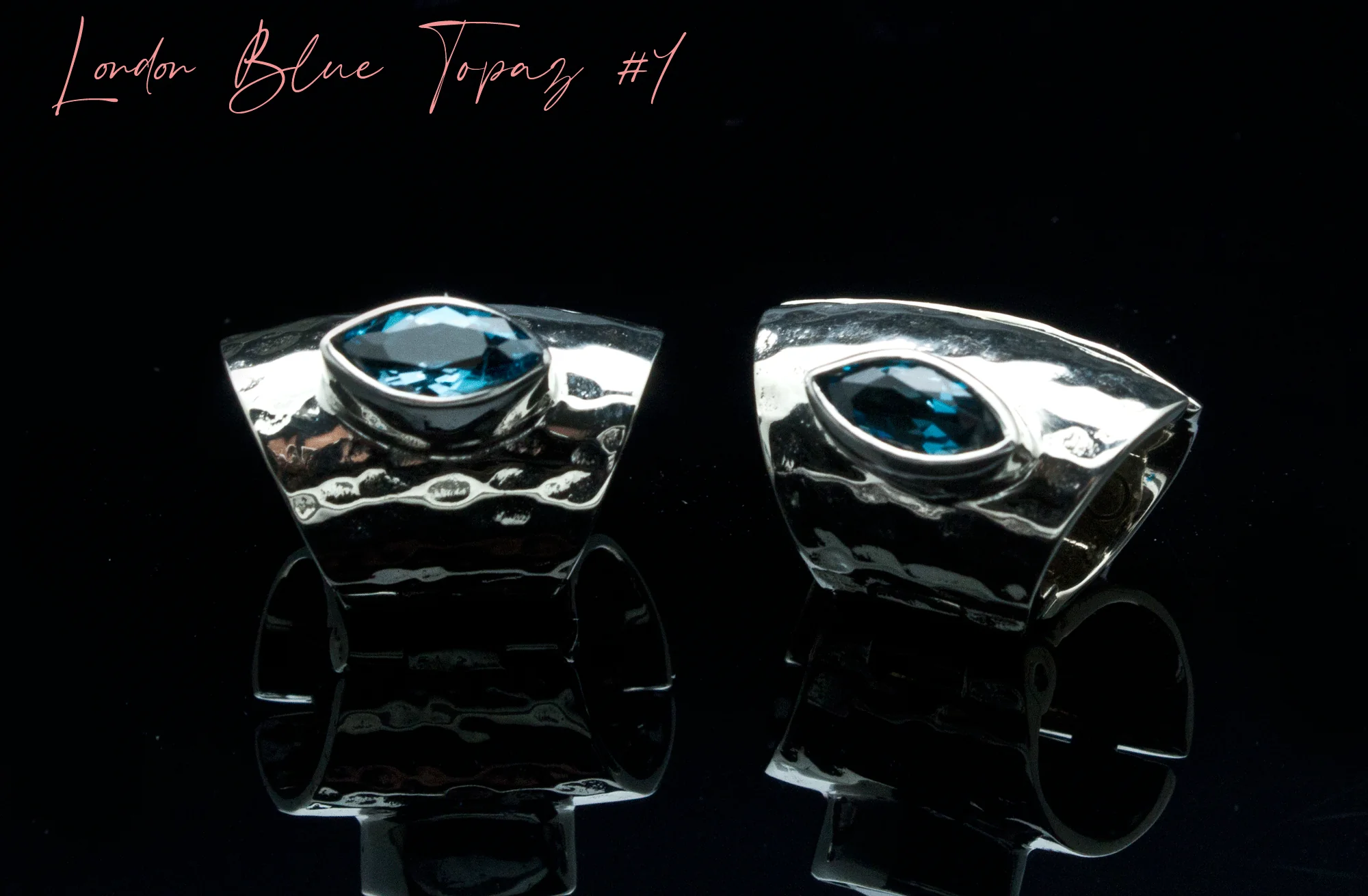 Hammered White Brass Lobe Clickers with Stones - Image 3