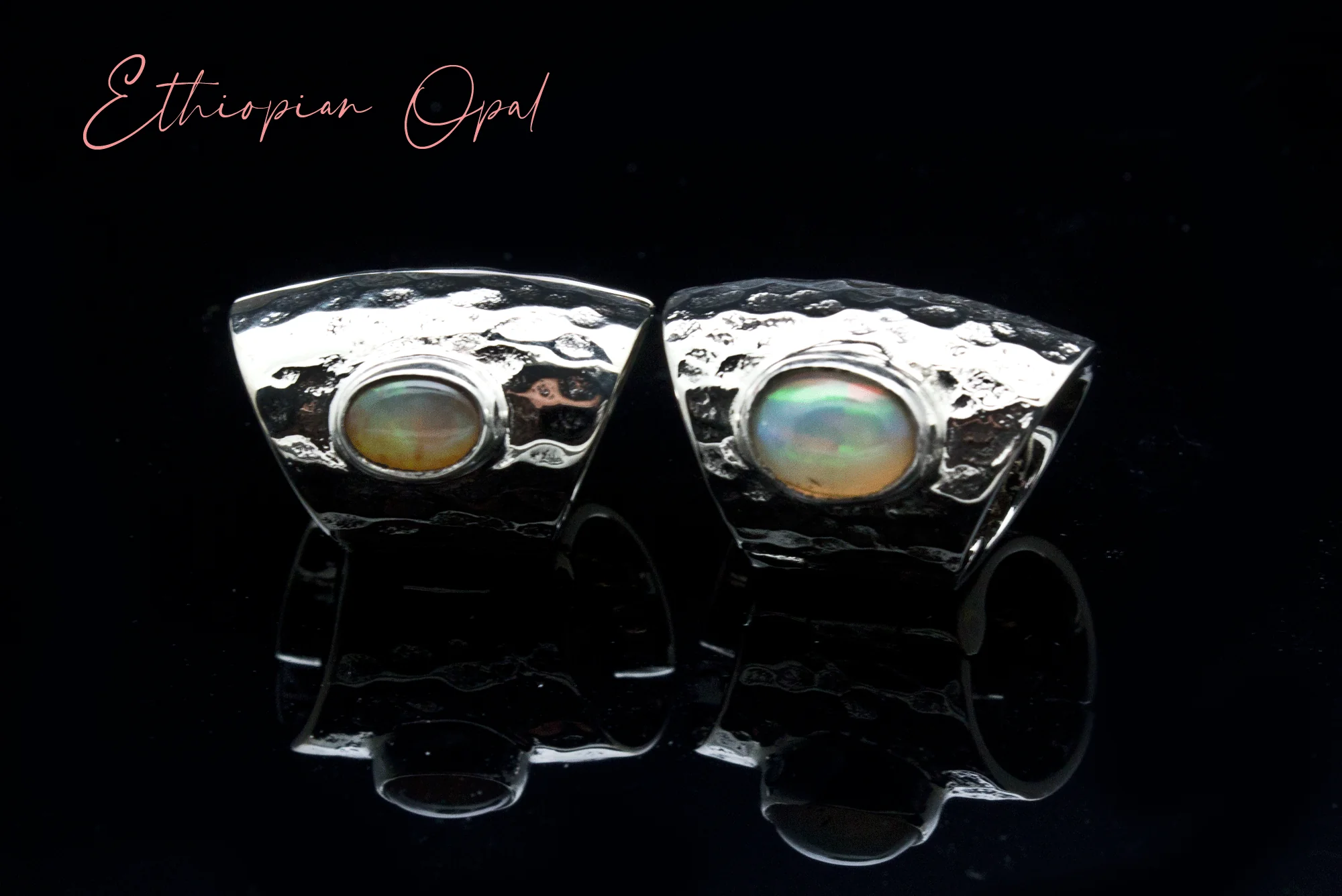 Hammered White Brass Lobe Clickers with Stones - Image 9