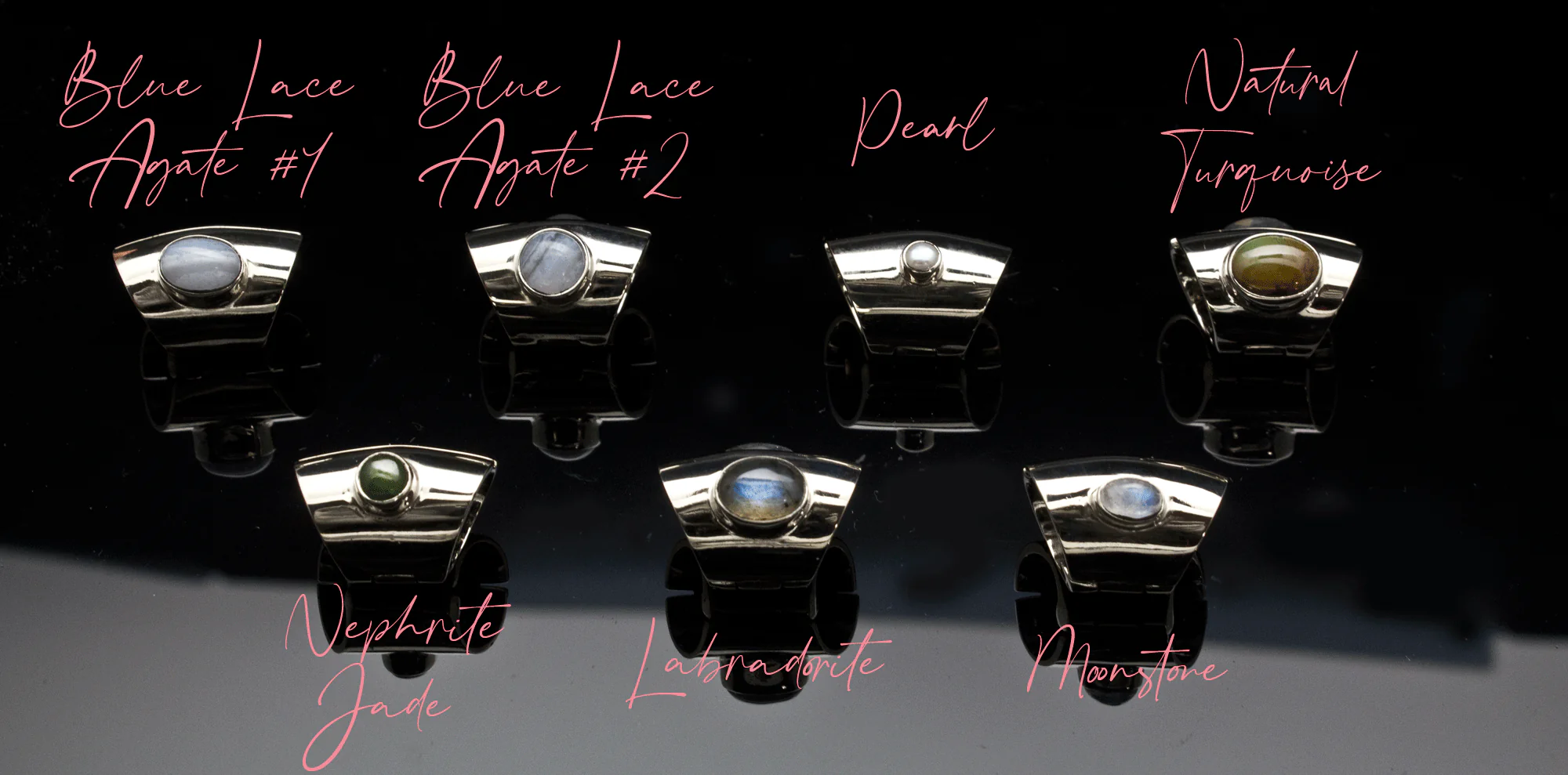 High Polish White Brass Lobe Clickers with Stones - Image 2
