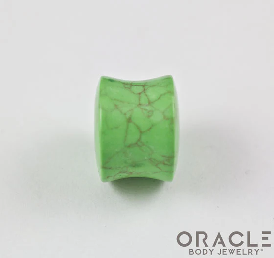 Light Green Synthetic Turquoise Double Flare Plugs - Image 3