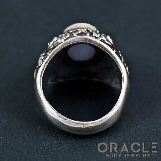 Sterling Silver Lotus Ring with Blue Lace Agate Size 10 - Image 4