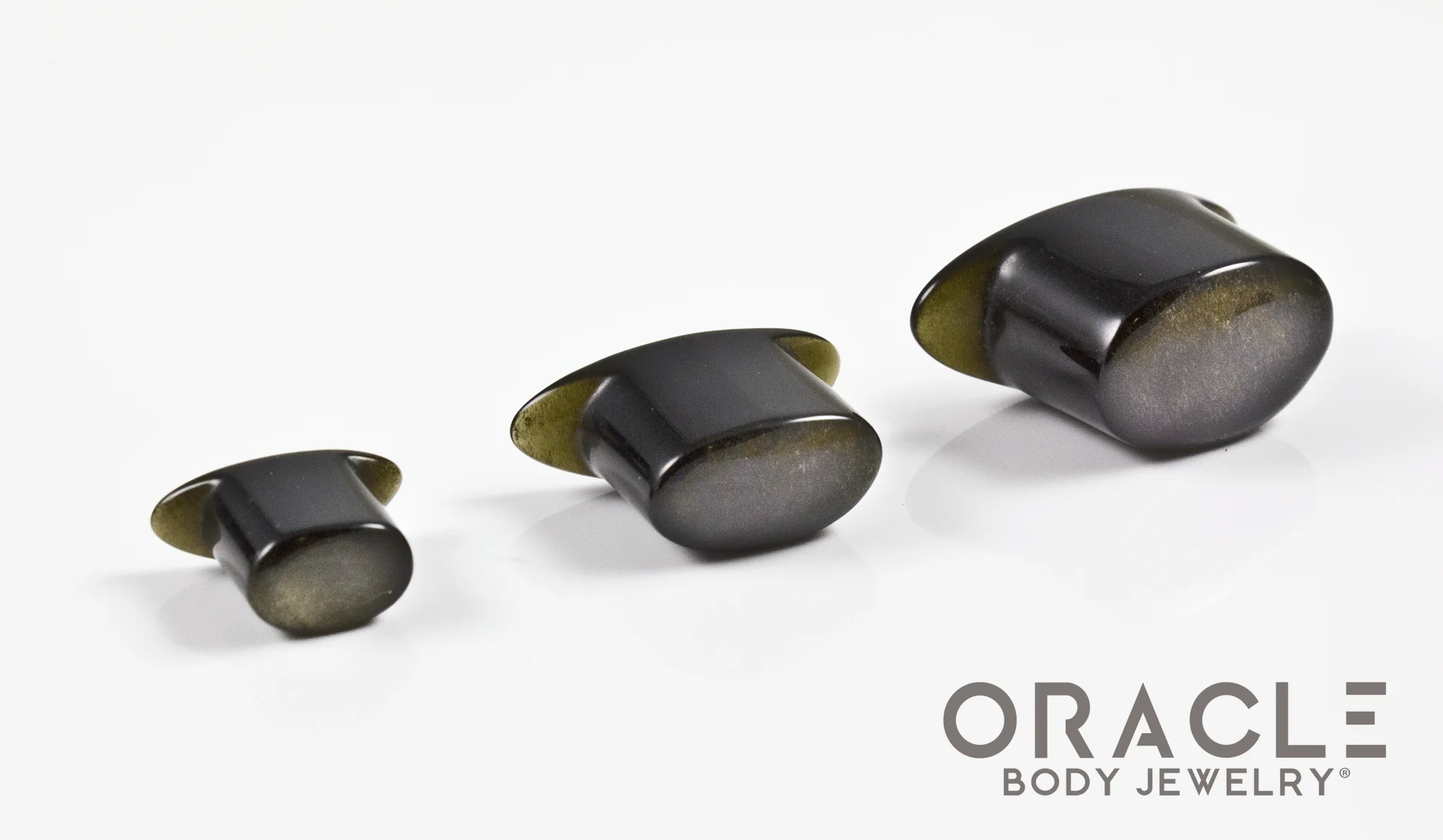Gold Obsidian Oval Labrets 2g Through 3/4" - Image 2