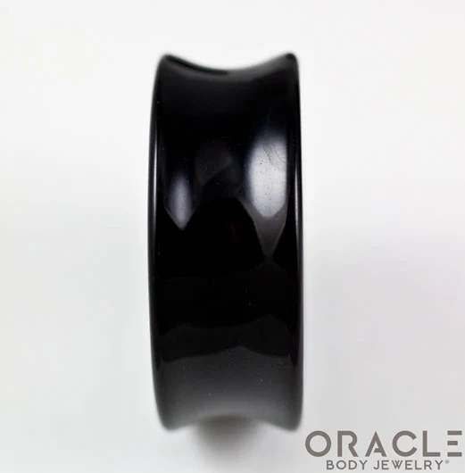Obsidian Concave Solid Double Flare Plugs - Image 3