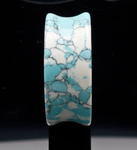 Ocean Wave Turquoise Concave Solid Double Flare Plugs - Image 3