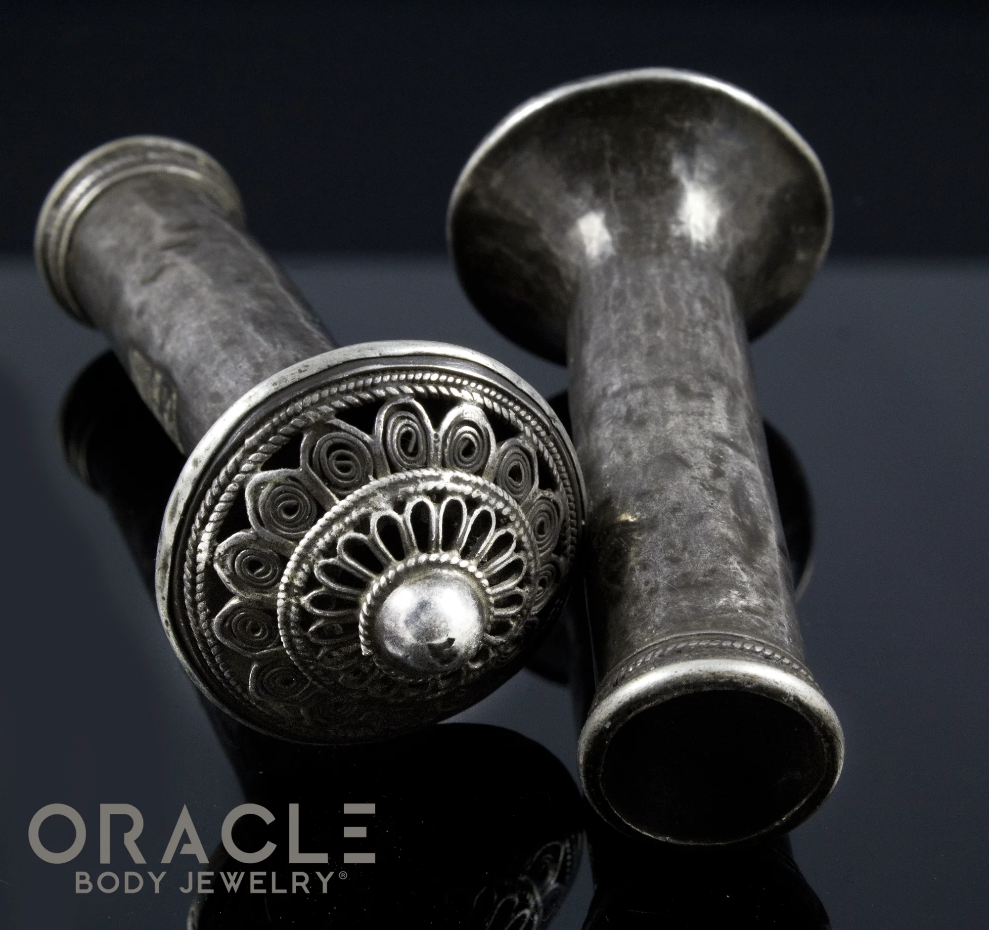 Old Palaung Tribe Silver Subang Style Plugs / Earrings - Image 3