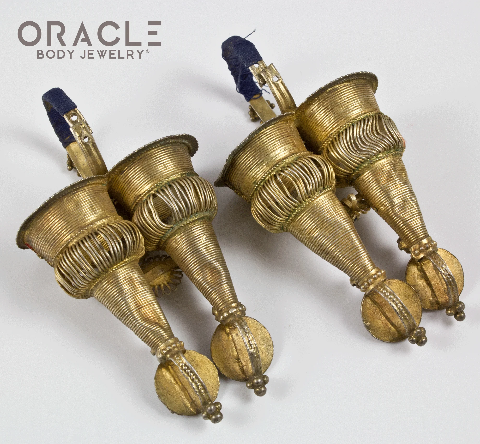 Old Dhebaria Rabari Double Coned Naglai Earrings - Image 2