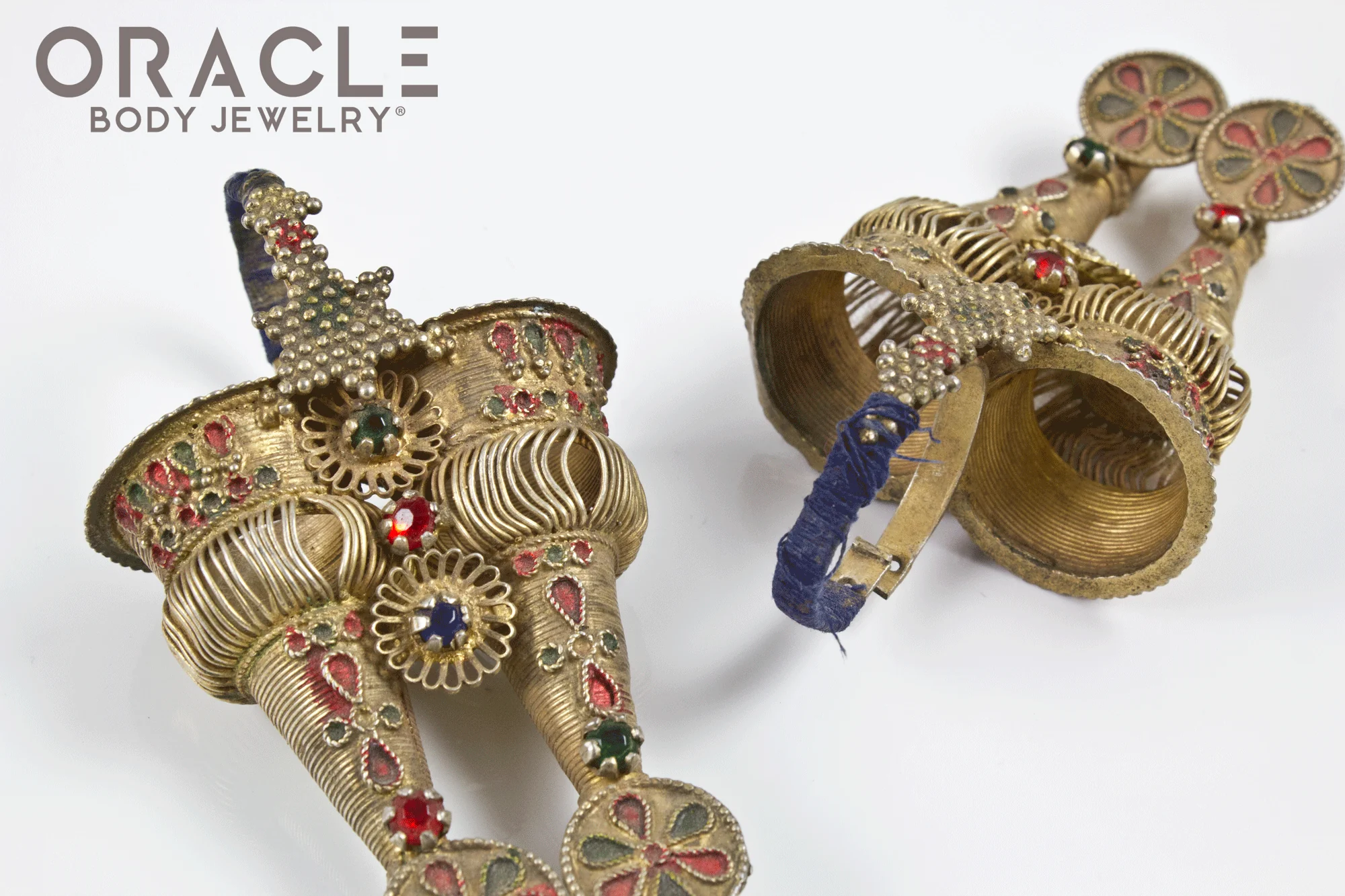 Old Dhebaria Rabari Double Coned Naglai Earrings - Image 3