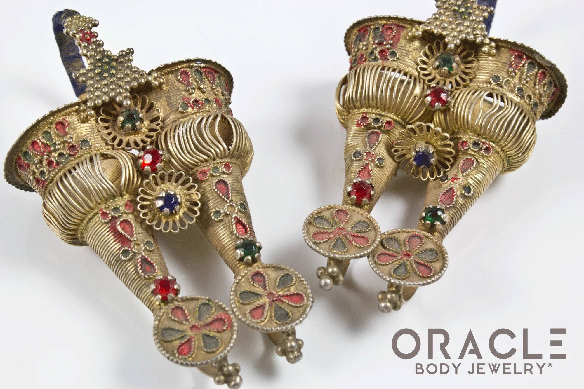 Old Dhebaria Rabari Double Coned Naglai Earrings - Image 4