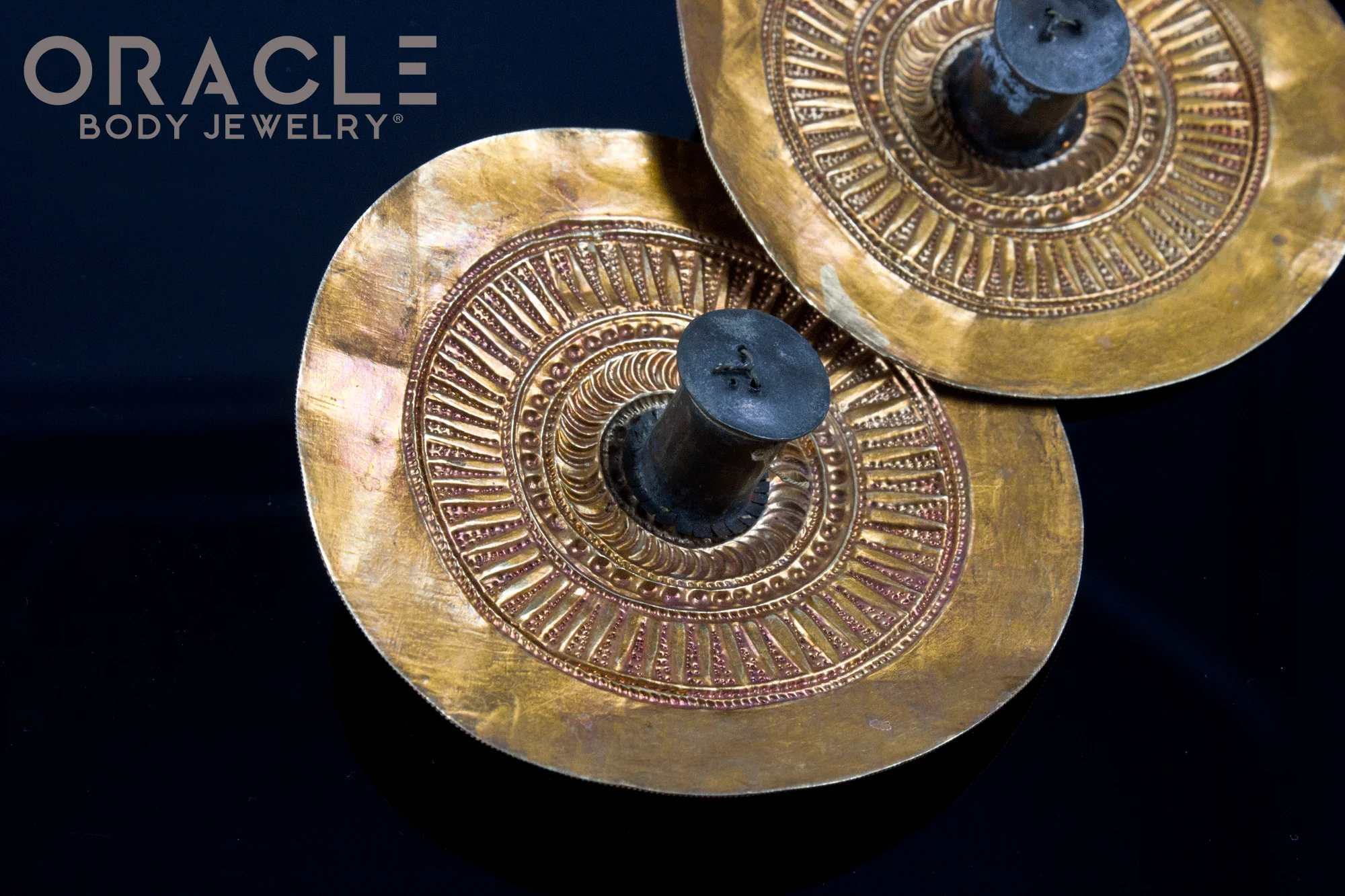 Old Sumatran Large Gold Repoussé Ear Plugs/ Earrings - Image 3