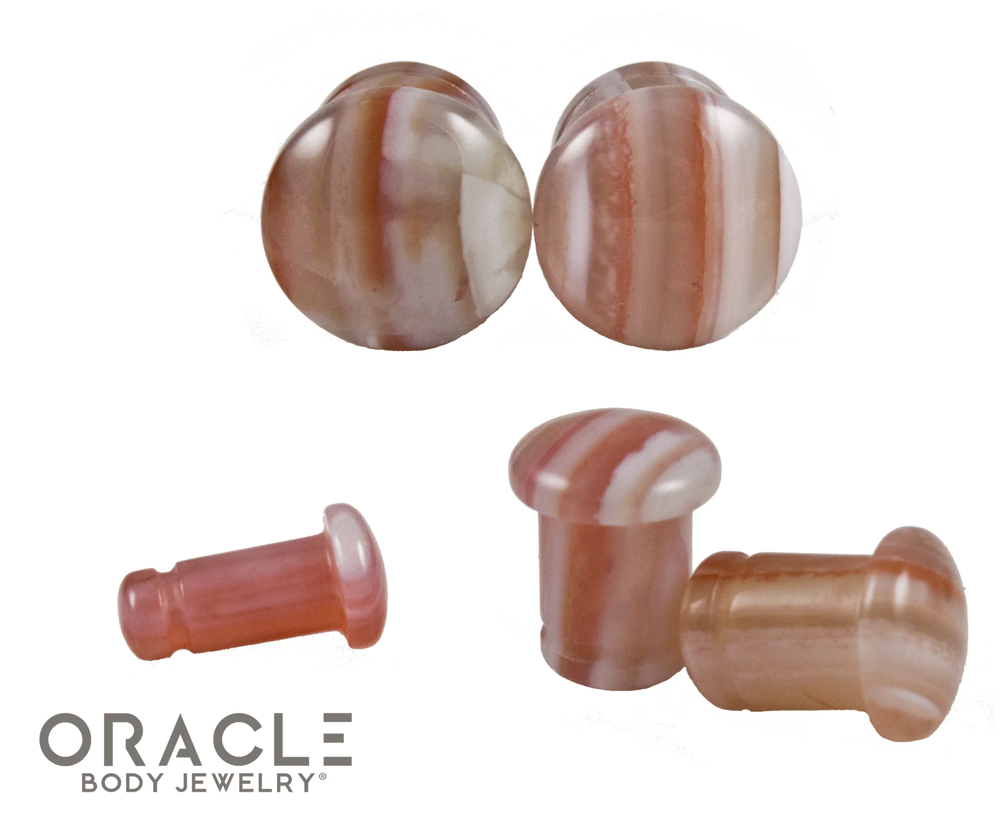 Orange Tibetan Agate Single Flare Plugs - Image 2