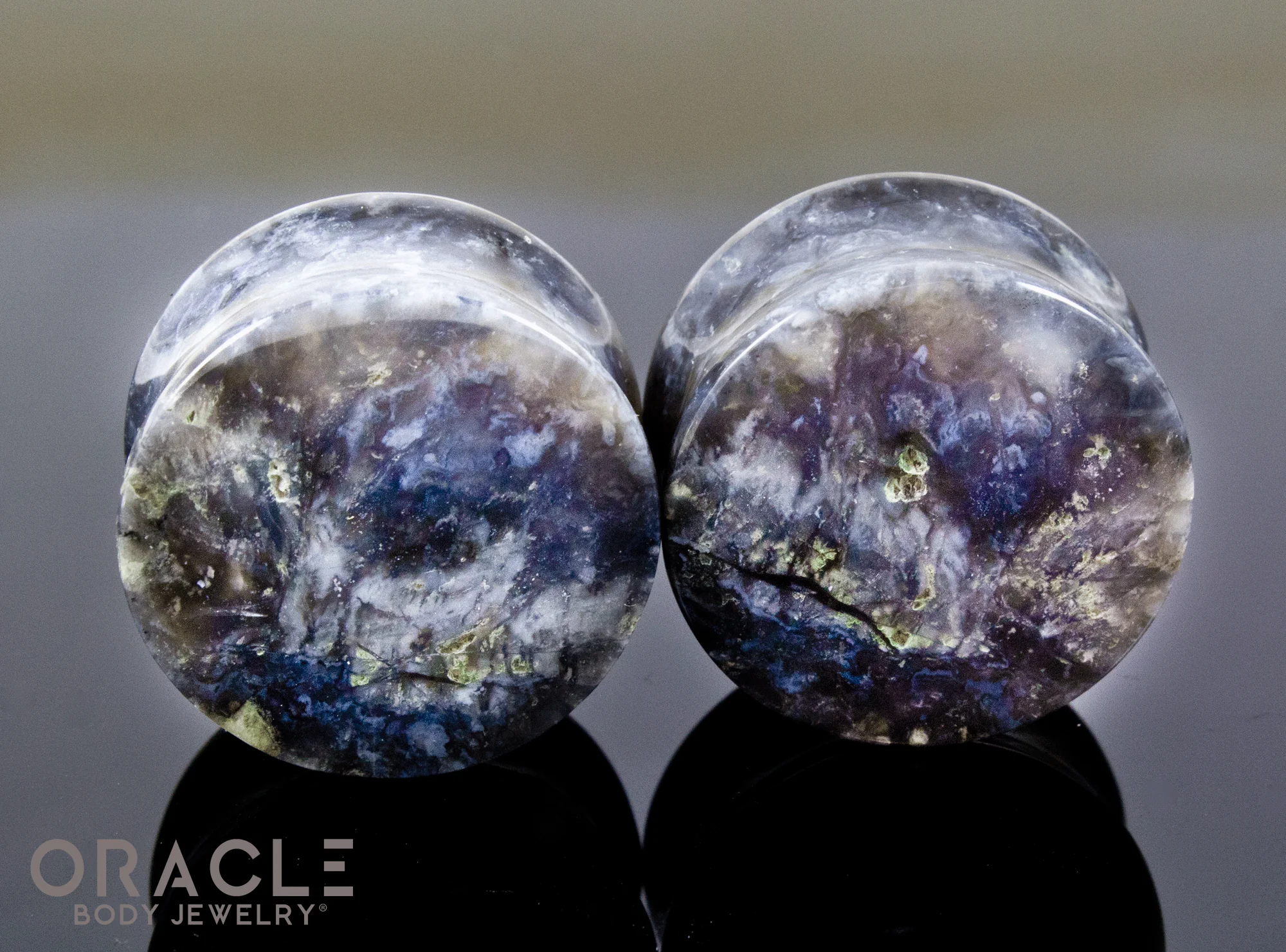 Pacific Plume Agate Double Flare Plugs - Image 3