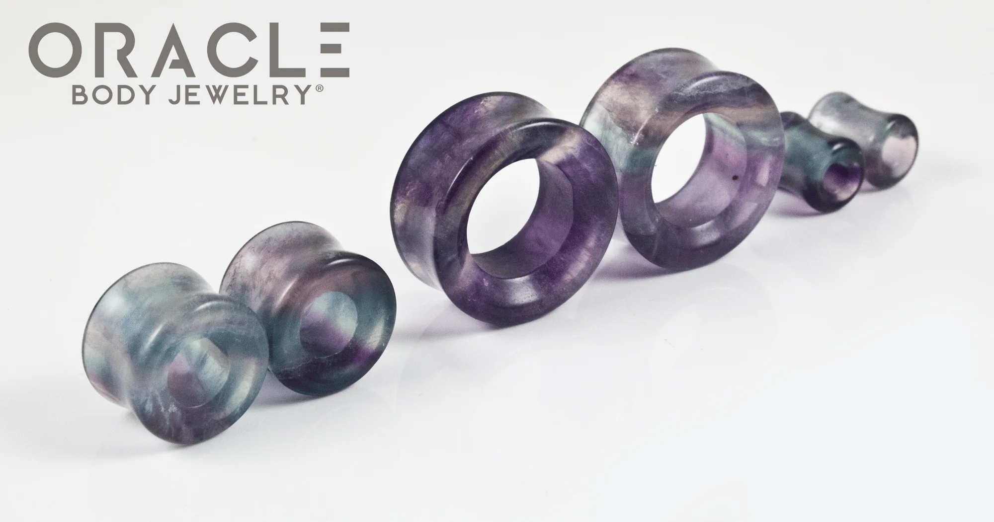 Rainbow Fluorite Eyelets / Tunnels - Image 2
