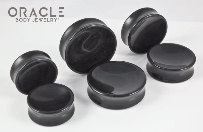 Rainbow Obsidian Concave Solid Double Flare Plugs - Image 2