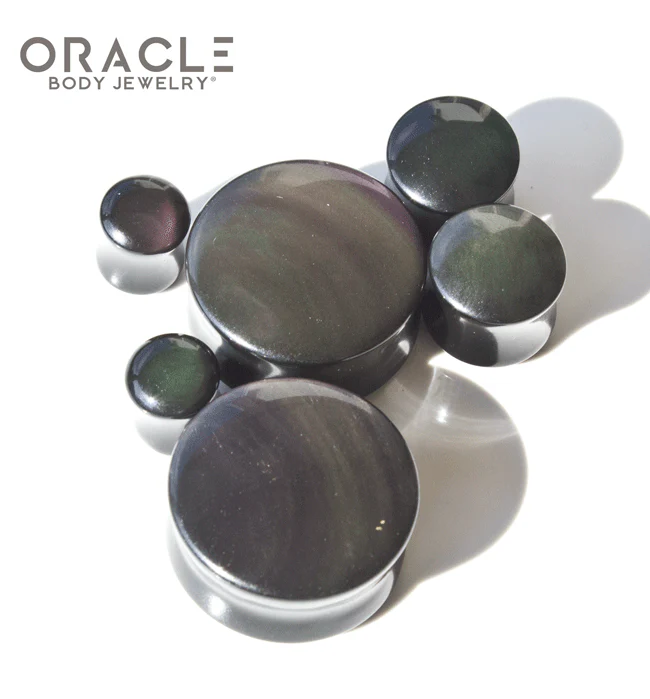 Rainbow Obsidian Double Flare Plugs - Image 3
