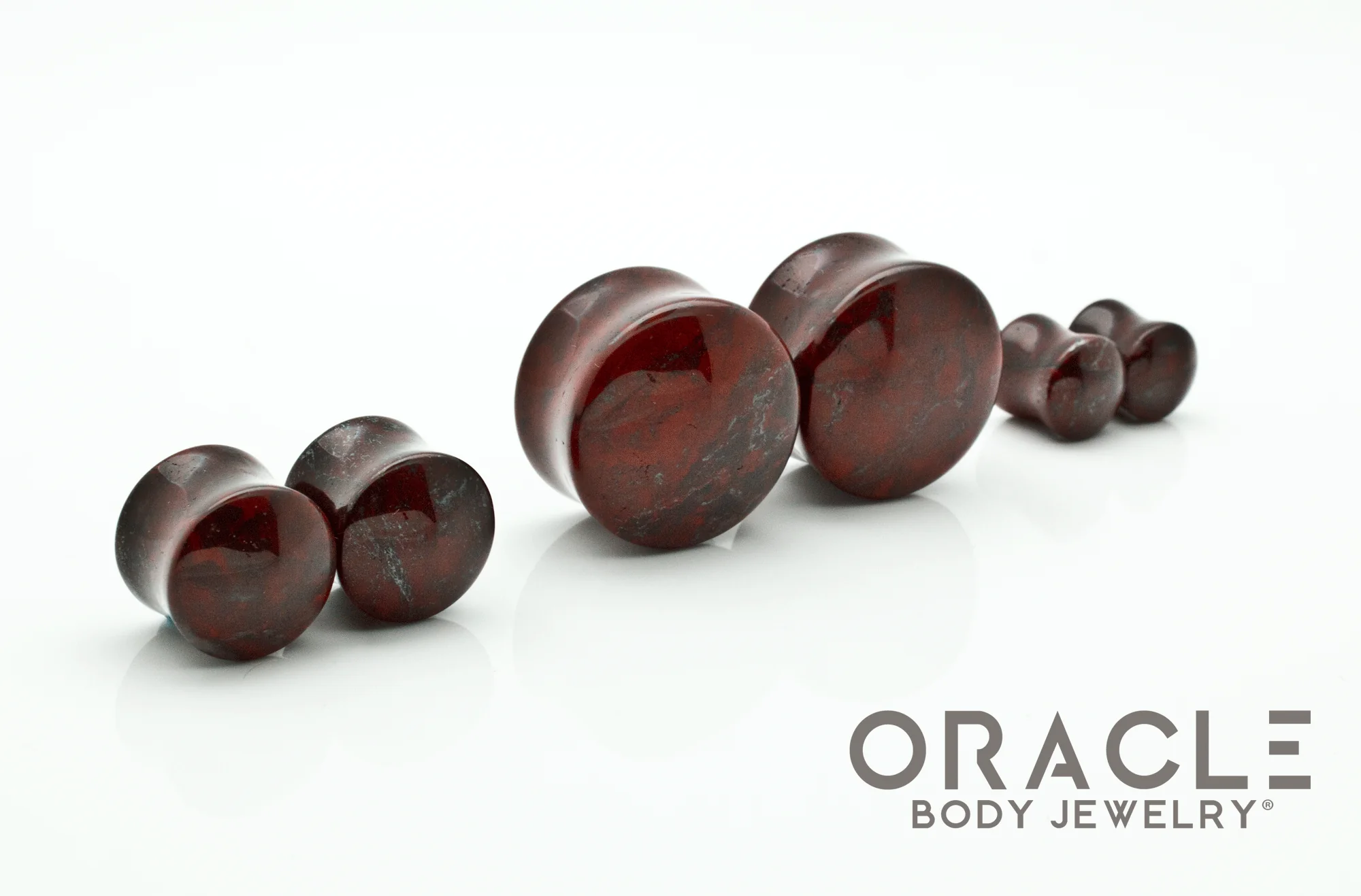 Red Brecciated Jasper Double Flare Plugs - Image 2