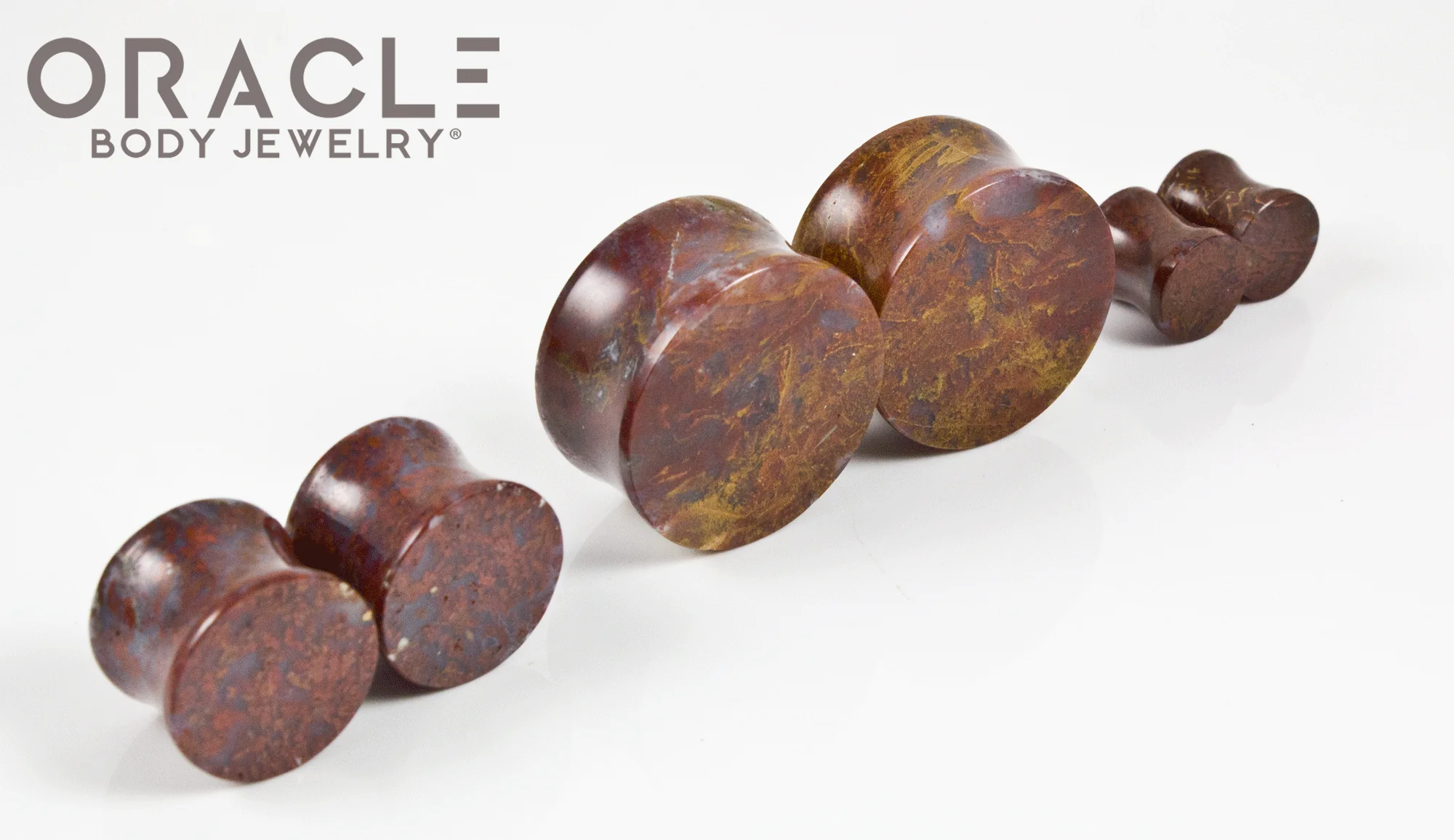 Red Moss Agate Double Flare Plugs - Image 3
