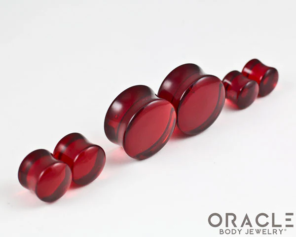 Red Quartz Glass Double Flare Plugs - Image 2
