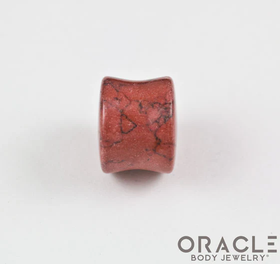 Red Synthetic Turquoise Double Flare Plugs - Image 3