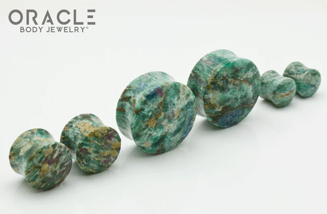 Ruby in Fuschite Double Flare Plugs - Image 2