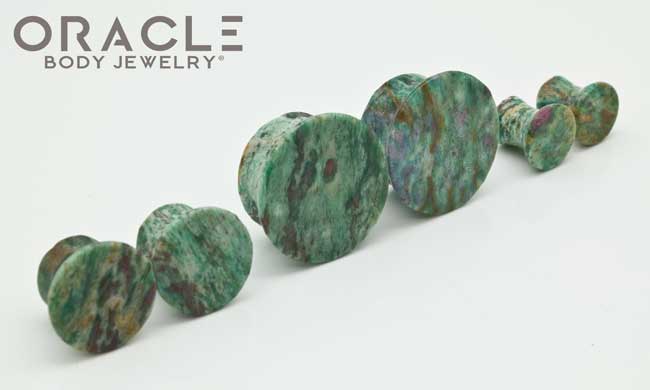 Ruby In Fuschite Mayan Style Flare Plugs - Image 2