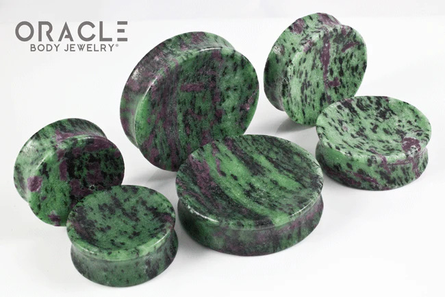 Ruby In Zoisite Concave Solid Double Flare Plugs - Image 2