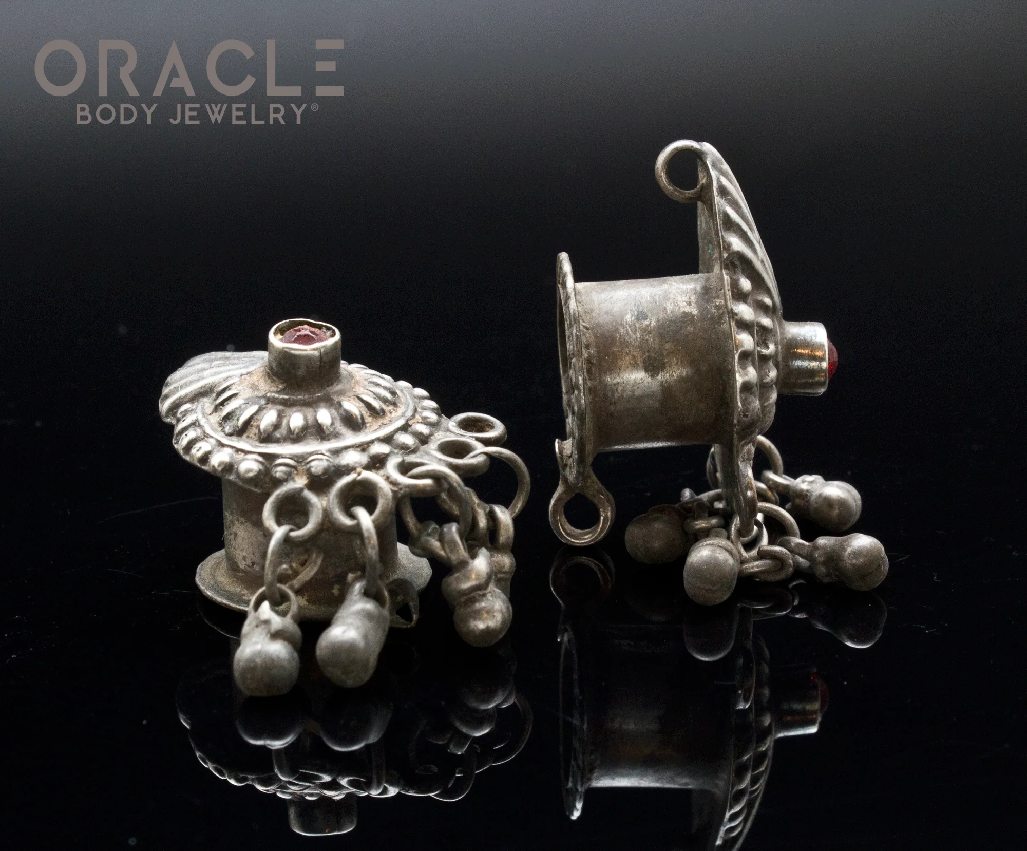 Silver Guajarat Ornate Ear Plugs - Image 2
