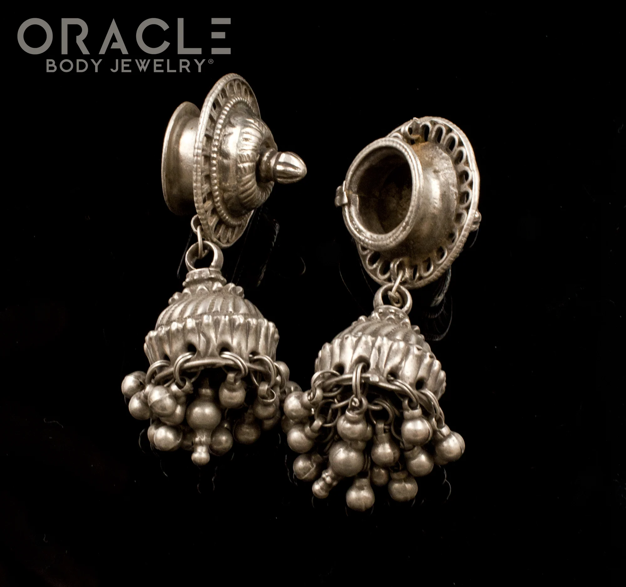 Silver Rabari Ear Plugs with Attached Bells - Image 2