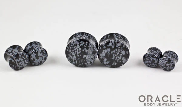 Snowflake Obsidian Double Flare Plugs - Image 2