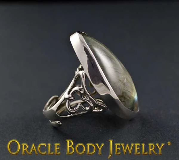 Steel Adjustable Labradorite Ring - Image 3