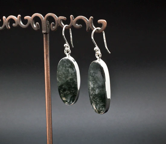 Sterling Silve Moss Agate Earrings - Image 2
