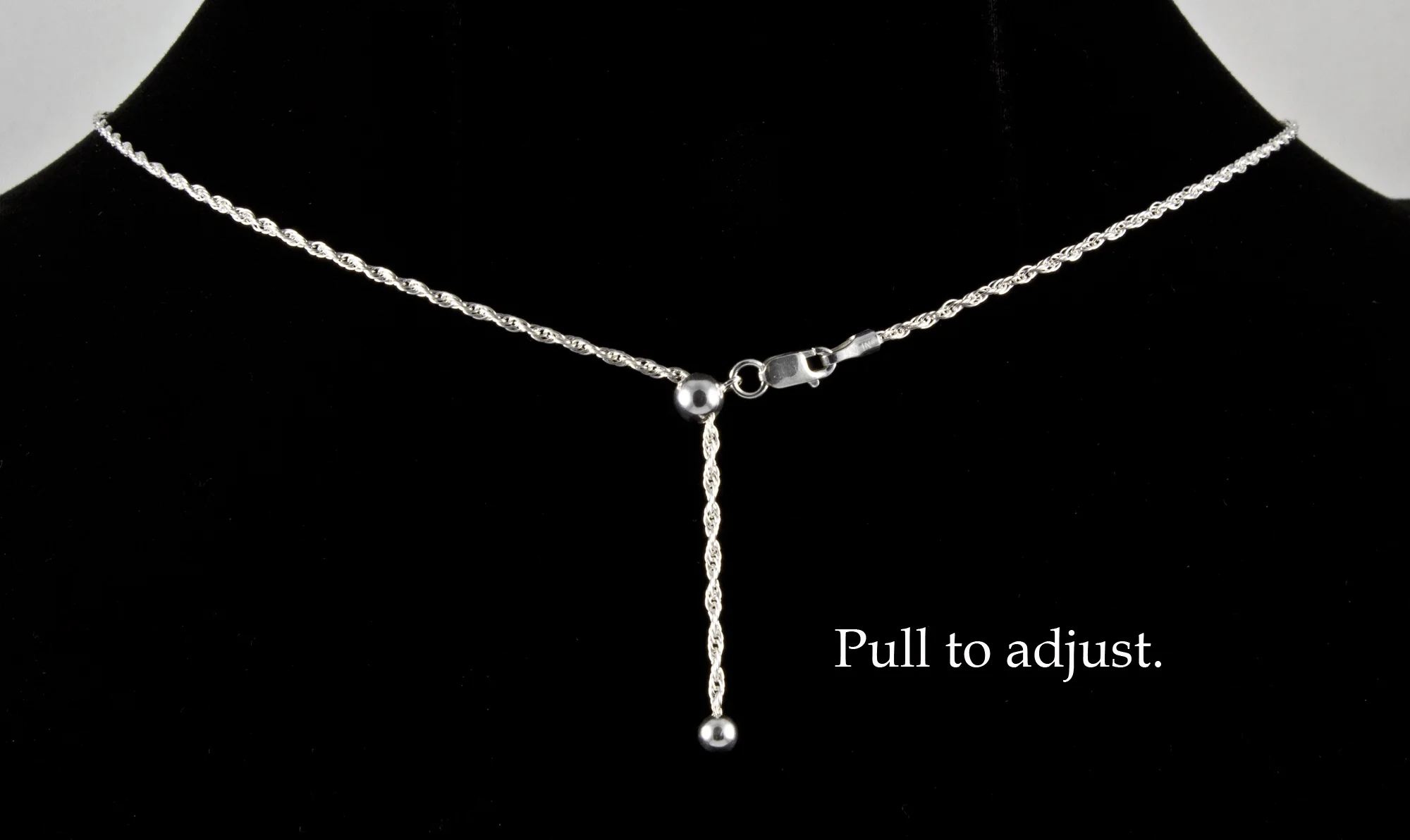 Sterling Silver Adjustable Rope Chain - Image 3