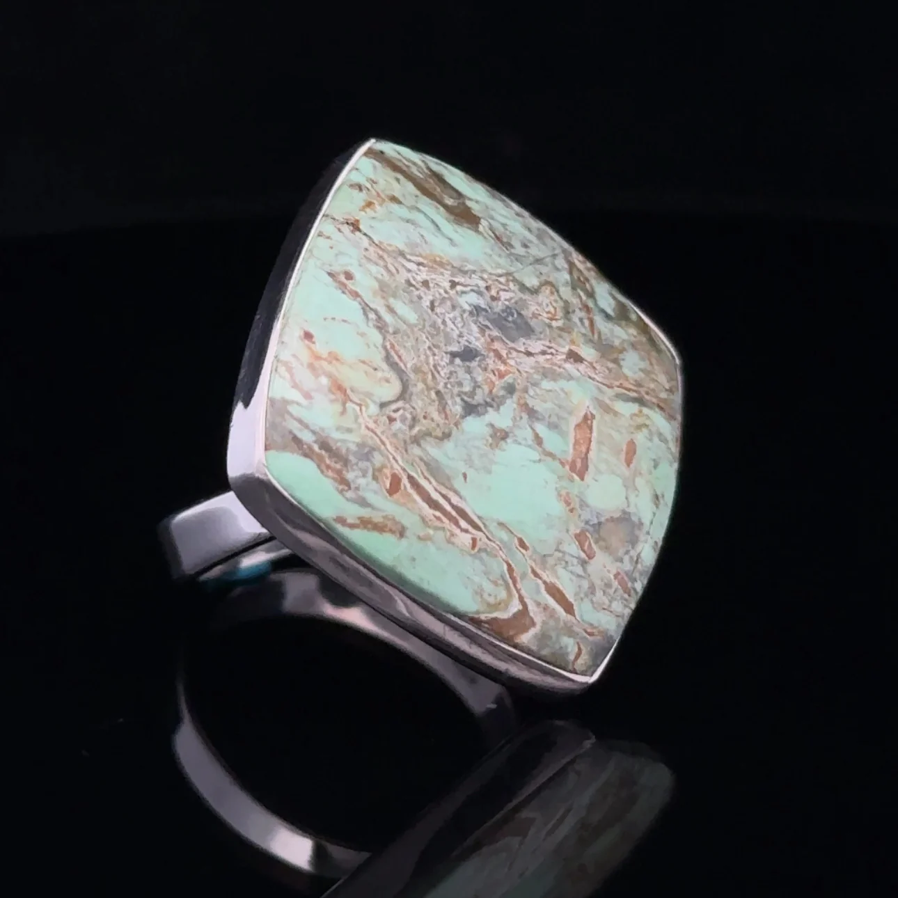 Sterling Silver Adjustable Variscite Ring - Image 2
