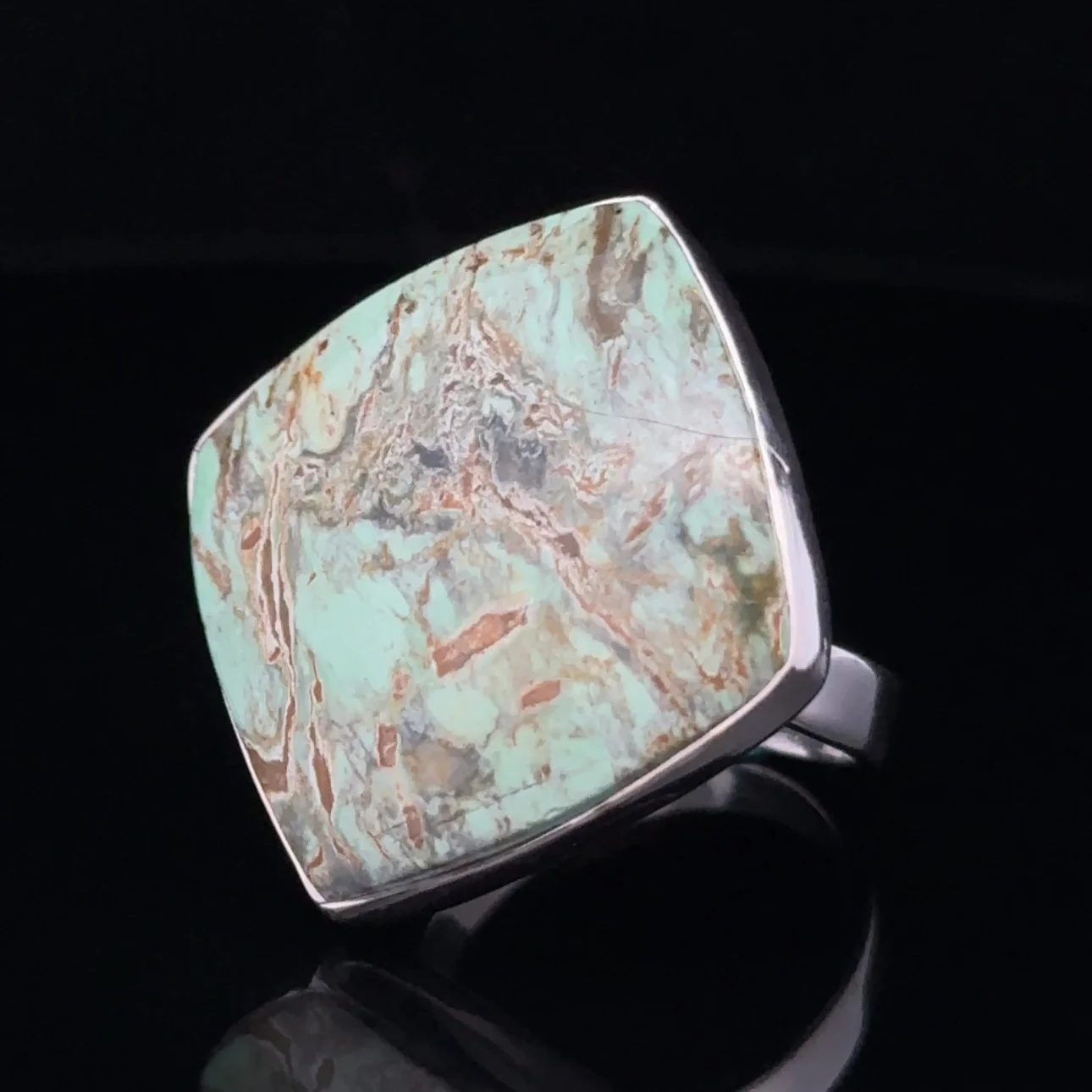 Sterling Silver Adjustable Variscite Ring - Image 3