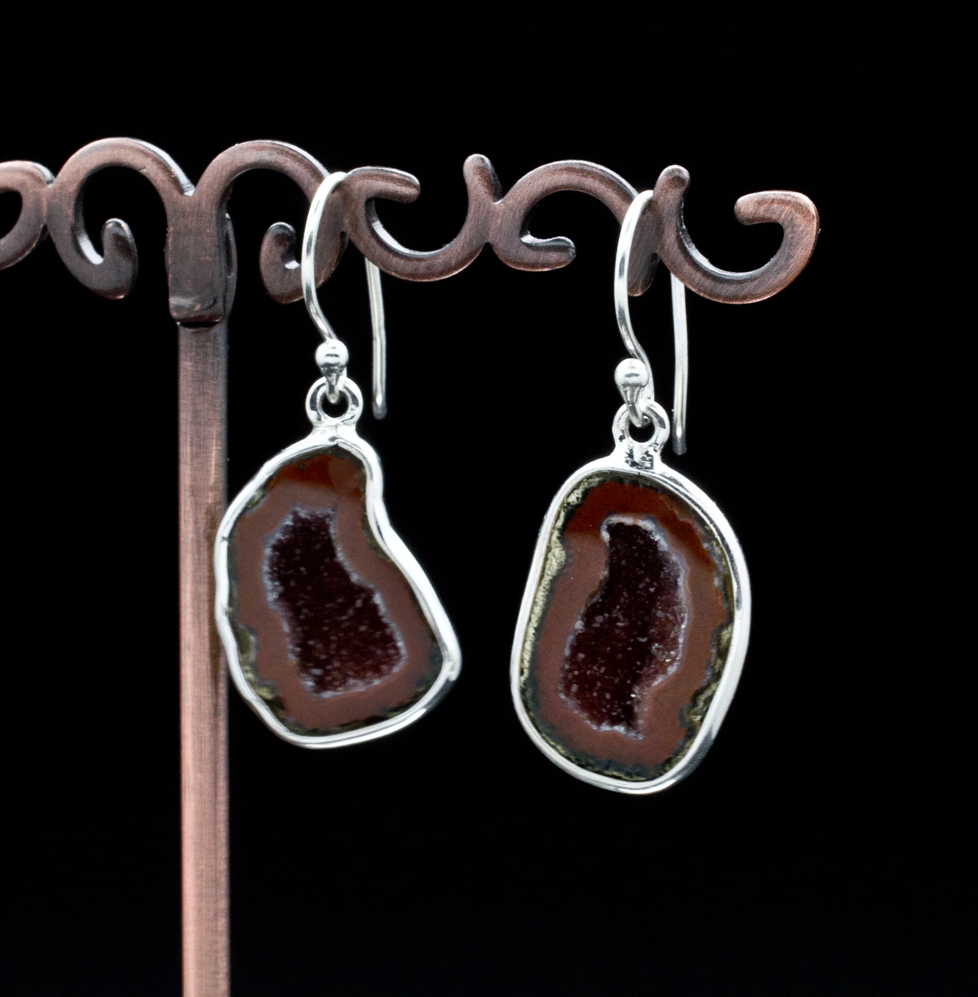 Sterling Silver Agate Geode Earrings - Image 2