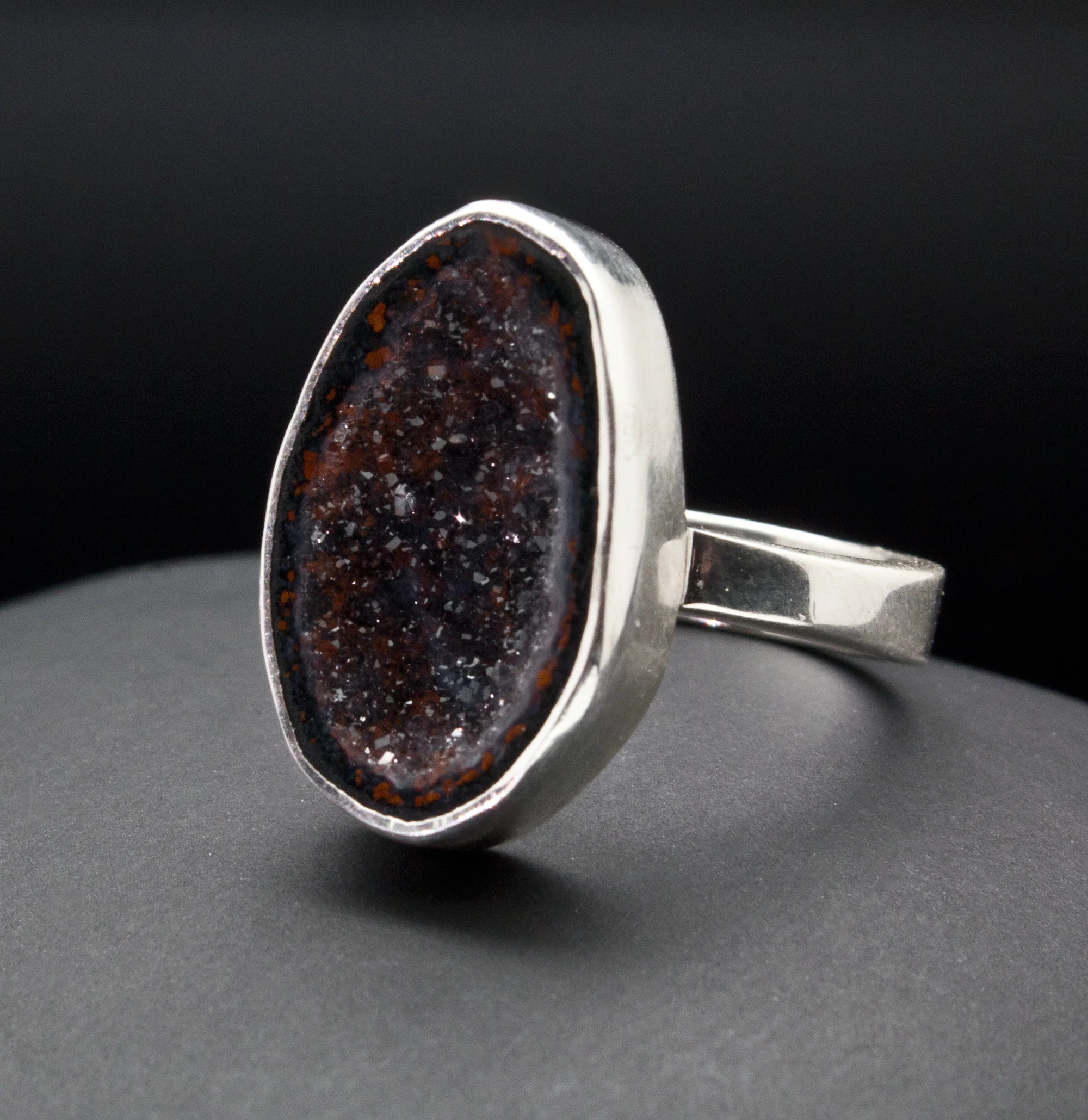 Sterling Silver Agate Geode Ring Size 6 - Image 2