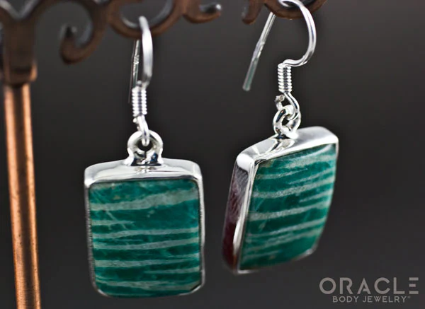Sterling Silver Amazonite Earrings - Image 2